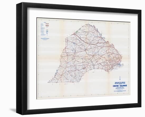 1958, Chester and Delaware Counties Map, Pennsylvania, United States-null-Framed Giclee Print