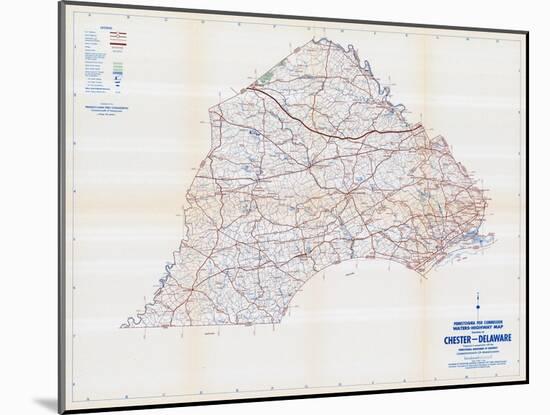 1958, Chester and Delaware Counties Map, Pennsylvania, United States-null-Mounted Giclee Print