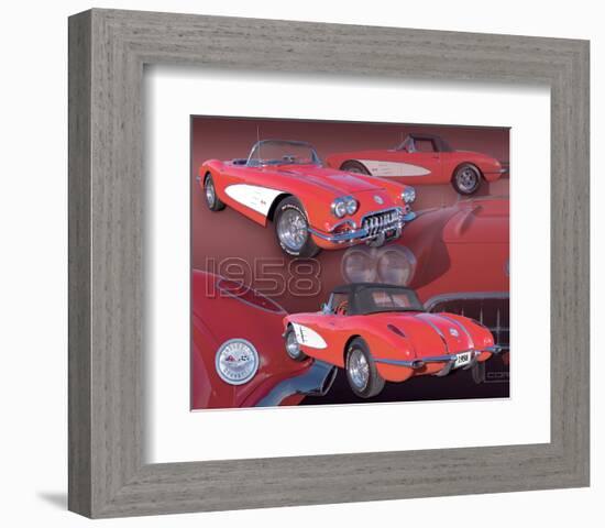 1958 Corvette-null-Framed Premium Giclee Print