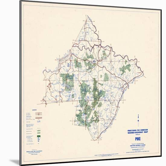 1958, Pike County Map, Pennsylvania, United States-null-Mounted Giclee Print