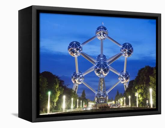 1958 World Fair, Atomium Model of An Iron Molecule, Illuminated at Night, Brussels, Belgium, Europe-Christian Kober-Framed Premier Image Canvas