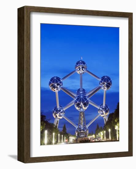 1958 World Fair, Atomium Model of An Iron Molecule, Illuminated at Night, Brussels, Belgium, Europe-Christian Kober-Framed Photographic Print