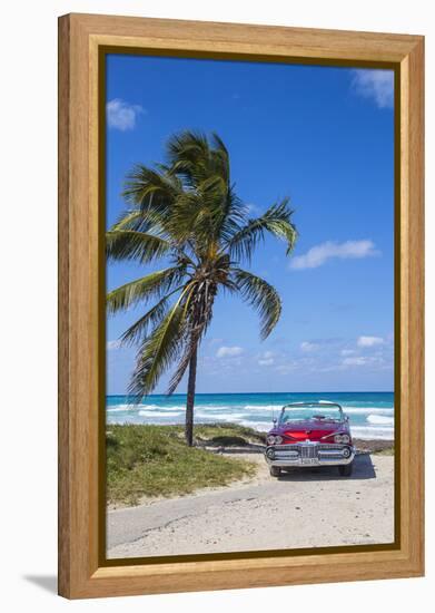 1959 Dodge Custom Loyal Lancer Convertible, Playa Del Este, Havana, Cuba-Jon Arnold-Framed Premier Image Canvas