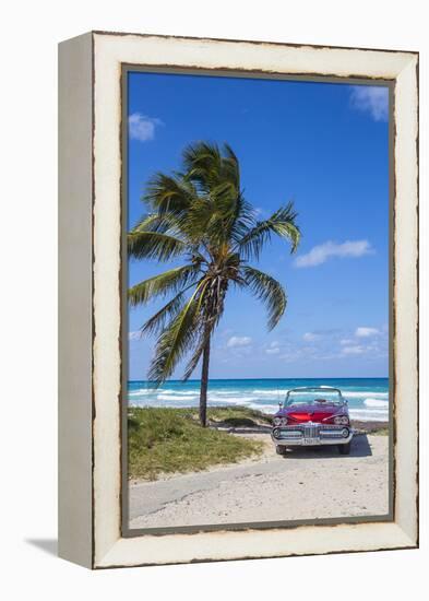 1959 Dodge Custom Loyal Lancer Convertible, Playa Del Este, Havana, Cuba-Jon Arnold-Framed Premier Image Canvas