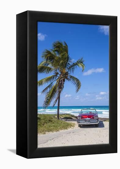 1959 Dodge Custom Loyal Lancer Convertible, Playa Del Este, Havana, Cuba-Jon Arnold-Framed Premier Image Canvas