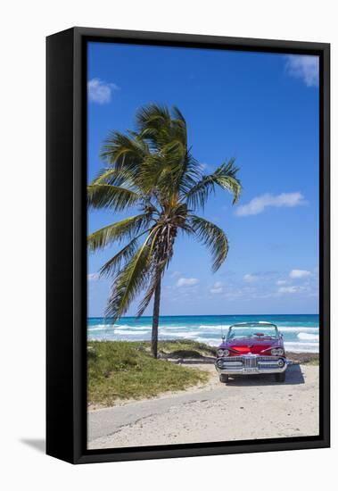 1959 Dodge Custom Loyal Lancer Convertible, Playa Del Este, Havana, Cuba-Jon Arnold-Framed Premier Image Canvas