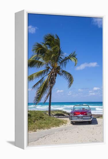 1959 Dodge Custom Loyal Lancer Convertible, Playa Del Este, Havana, Cuba-Jon Arnold-Framed Premier Image Canvas