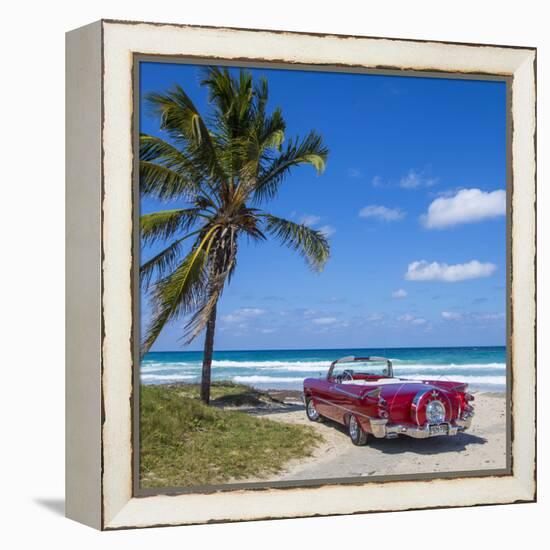 1959 Dodge Custom Loyal Lancer Convertible, Playa Del Este, Havana, Cuba-Jon Arnold-Framed Premier Image Canvas