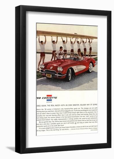 1959 GM Corvette Sports Car-null-Framed Art Print