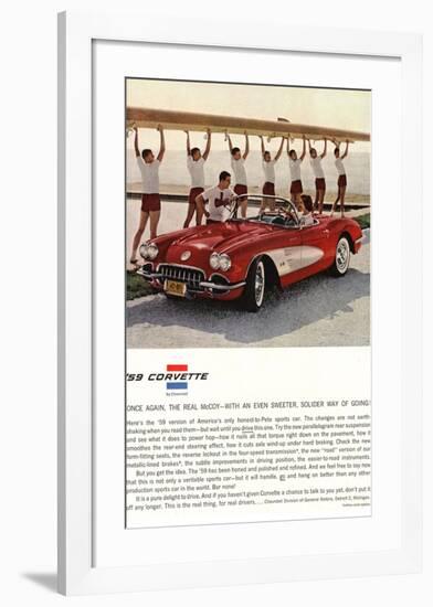 1959 GM Corvette Sports Car-null-Framed Art Print