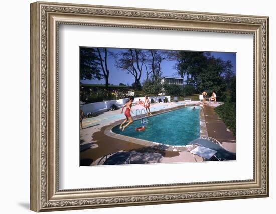 1959: Mrs. Wilbur S. Forrest's Pool in New Hope, Pa., a Treat for Her Eight Grandchildren-Frank Scherschel-Framed Photographic Print