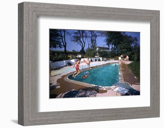 1959: Mrs. Wilbur S. Forrest's Pool in New Hope, Pa., a Treat for Her Eight Grandchildren-Frank Scherschel-Framed Photographic Print