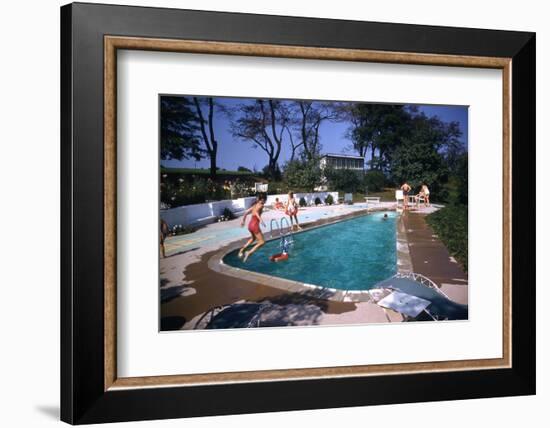 1959: Mrs. Wilbur S. Forrest's Pool in New Hope, Pa., a Treat for Her Eight Grandchildren-Frank Scherschel-Framed Photographic Print