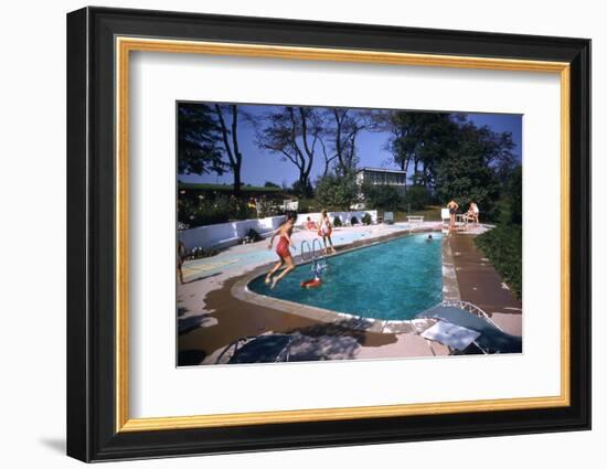 1959: Mrs. Wilbur S. Forrest's Pool in New Hope, Pa., a Treat for Her Eight Grandchildren-Frank Scherschel-Framed Photographic Print