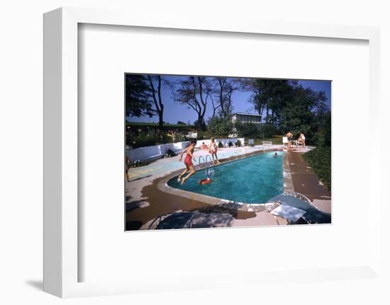 1959: Mrs. Wilbur S. Forrest's Pool in New Hope, Pa., a Treat for Her Eight Grandchildren-Frank Scherschel-Framed Photographic Print