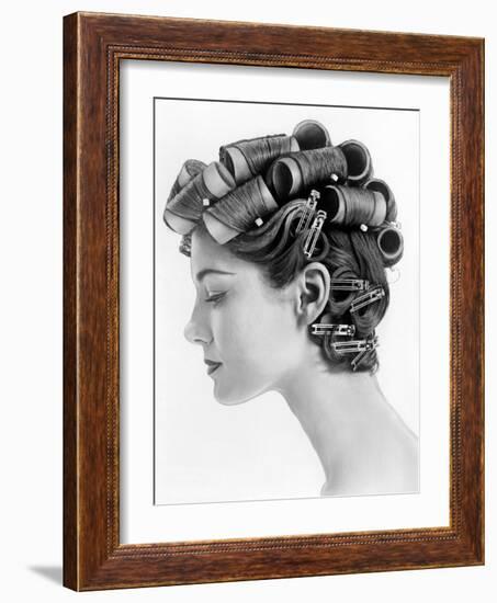 1960s Bouffant Hair Styles Created with Big Rollers and Pin Curls to Create a Soft Flip Up at Neck-null-Framed Photo