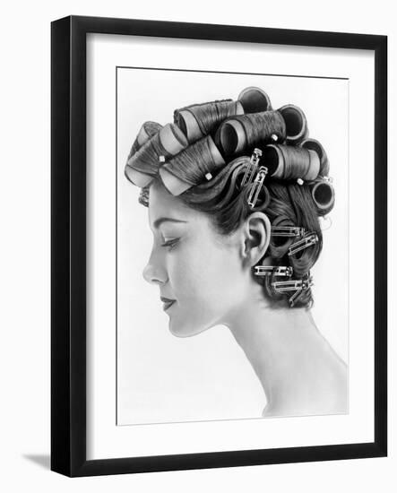 1960s Bouffant Hair Styles Created with Big Rollers and Pin Curls to Create a Soft Flip Up at Neck-null-Framed Photo