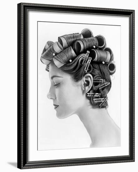 1960s Bouffant Hair Styles Created with Big Rollers and Pin Curls to Create a Soft Flip Up at Neck-null-Framed Photo