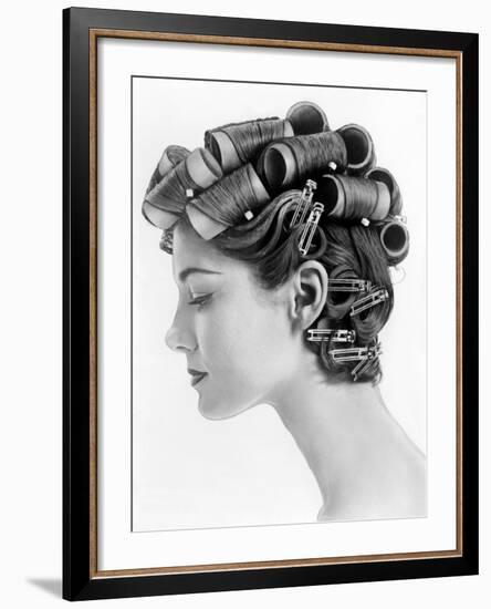 1960s Bouffant Hair Styles Created with Big Rollers and Pin Curls to Create a Soft Flip Up at Neck-null-Framed Photo