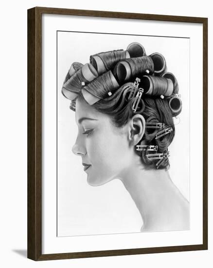 1960s Bouffant Hair Styles Created with Big Rollers and Pin Curls to Create a Soft Flip Up at Neck-null-Framed Photo