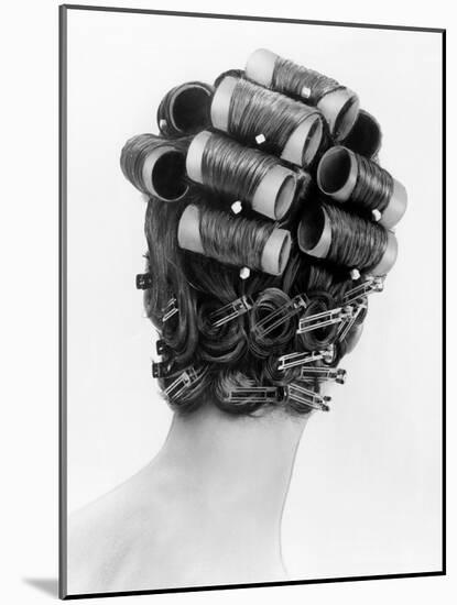 1960s Bouffant Hair Styles Created with Big Rollers and Pin Curls to Create a Soft Flip Up at Neck-null-Mounted Photo