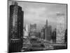 1960s Chicago, River Bridges and Downtown Skyline at Dusk Chicago,-null-Mounted Photographic Print