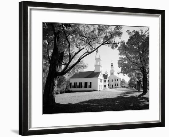 1960s Church and Local Buildings in the Town Square of Washington New Hampshire-null-Framed Photographic Print