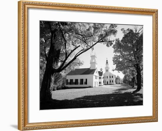 1960s Church and Local Buildings in the Town Square of Washington New Hampshire-null-Framed Photographic Print