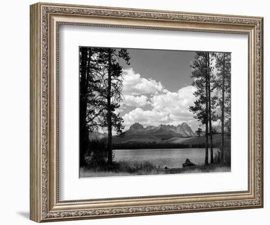 1960s Little Red Fish Lake in Idaho with Saw Tooth Mountains in Background-null-Framed Photographic Print
