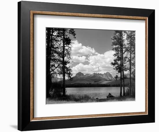 1960s Little Red Fish Lake in Idaho with Saw Tooth Mountains in Background-null-Framed Photographic Print