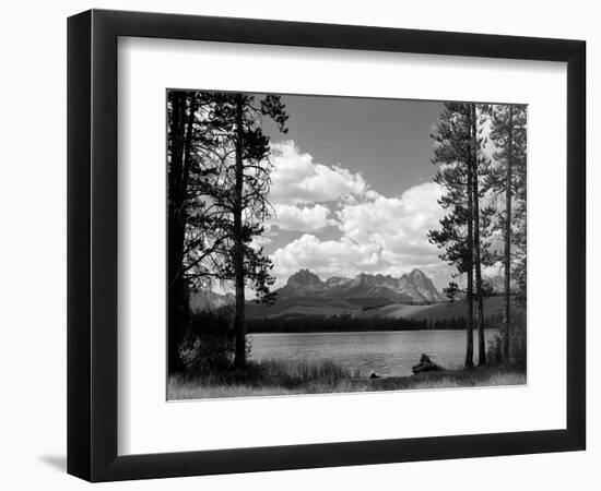 1960s Little Red Fish Lake in Idaho with Saw Tooth Mountains in Background-null-Framed Photographic Print