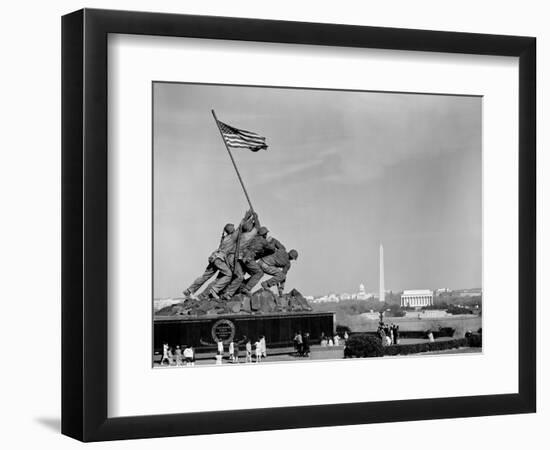 1960s Marine Corps Monument in Arlington, with Washington DC Skyline in Background-null-Framed Photographic Print