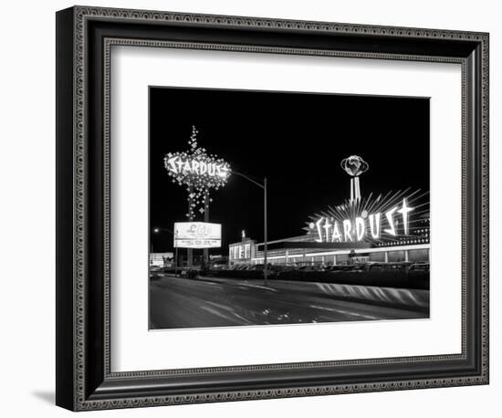 1960s Night Scene of the Stardust Casino Las Vegas,, Nevada-null-Framed Photographic Print