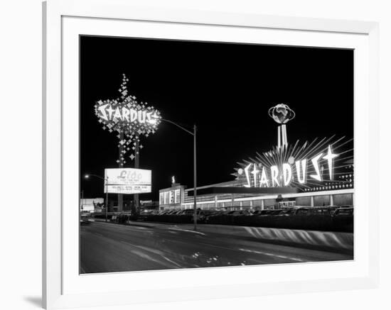 1960s Night Scene of the Stardust Casino Las Vegas,, Nevada-null-Framed Photographic Print