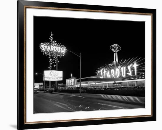 1960s Night Scene of the Stardust Casino Las Vegas,, Nevada-null-Framed Photographic Print