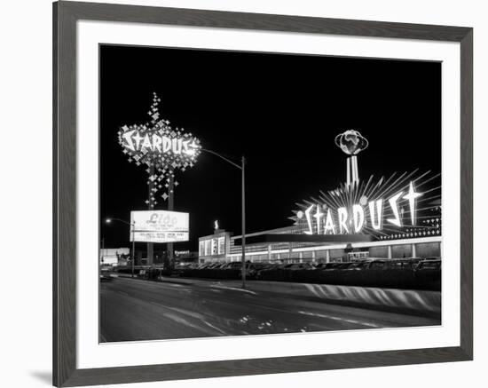 1960s Night Scene of the Stardust Casino Las Vegas,, Nevada-null-Framed Photographic Print