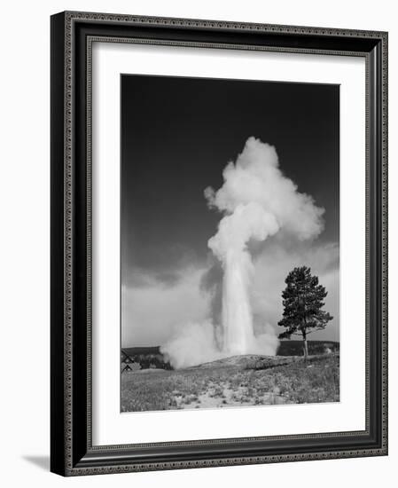 1960s Old Faithful Geyser Erupting Yellowstone National Park-null-Framed Photographic Print