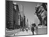 1960s People Pedestrians Street Scene Looking North Past Art Institute Lions Chicago,-null-Mounted Photographic Print