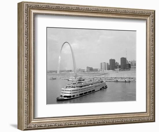 1960s St. Louis Missouri Gateway Arch Skyline Mississippi River SS Admiral Casino-null-Framed Photographic Print