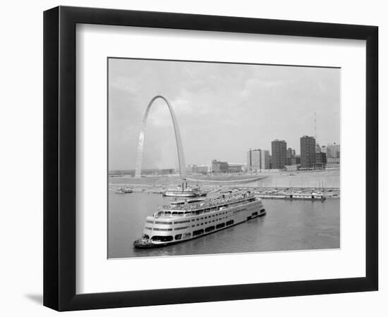 1960s St. Louis Missouri Gateway Arch Skyline Mississippi River SS Admiral Casino-null-Framed Photographic Print