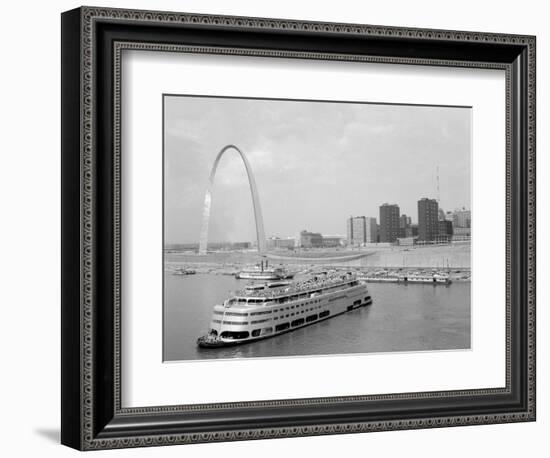 1960s St. Louis Missouri Gateway Arch Skyline Mississippi River SS Admiral Casino-null-Framed Photographic Print