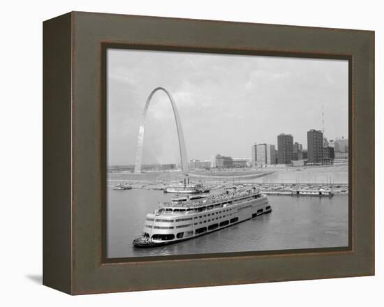 1960s St. Louis Missouri Gateway Arch Skyline Mississippi River SS Admiral Casino-null-Framed Premier Image Canvas