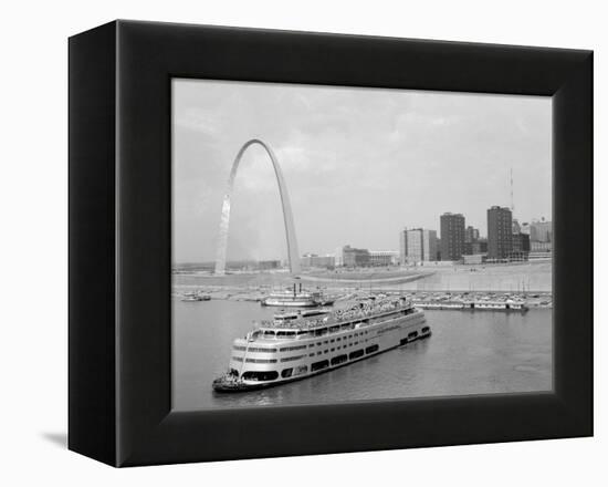 1960s St. Louis Missouri Gateway Arch Skyline Mississippi River SS Admiral Casino-null-Framed Premier Image Canvas