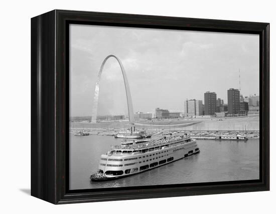 1960s St. Louis Missouri Gateway Arch Skyline Mississippi River SS Admiral Casino-null-Framed Premier Image Canvas