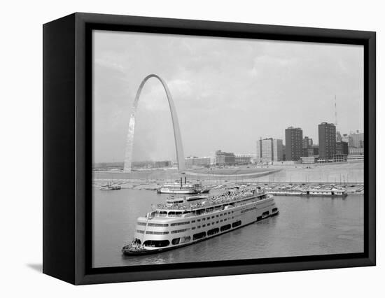 1960s St. Louis Missouri Gateway Arch Skyline Mississippi River SS Admiral Casino-null-Framed Premier Image Canvas