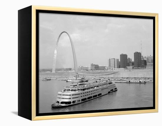1960s St. Louis Missouri Gateway Arch Skyline Mississippi River SS Admiral Casino-null-Framed Premier Image Canvas