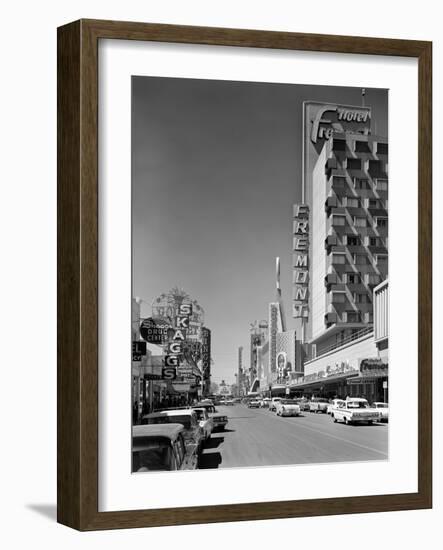 1960s View Down Freemont Street Downtown Las Vegas, Nevada-null-Framed Photographic Print