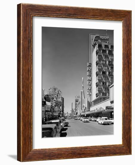 1960s View Down Freemont Street Downtown Las Vegas, Nevada-null-Framed Photographic Print