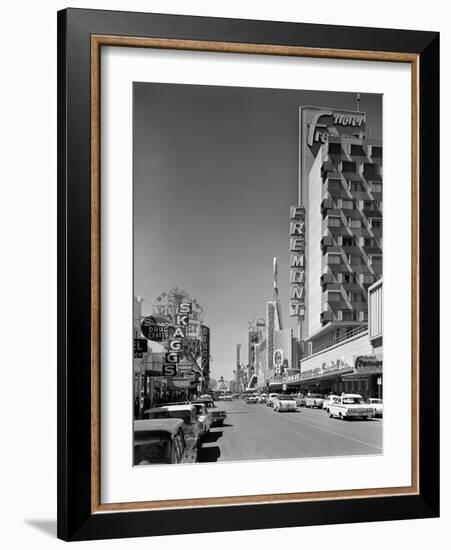 1960s View Down Freemont Street Downtown Las Vegas, Nevada-null-Framed Photographic Print