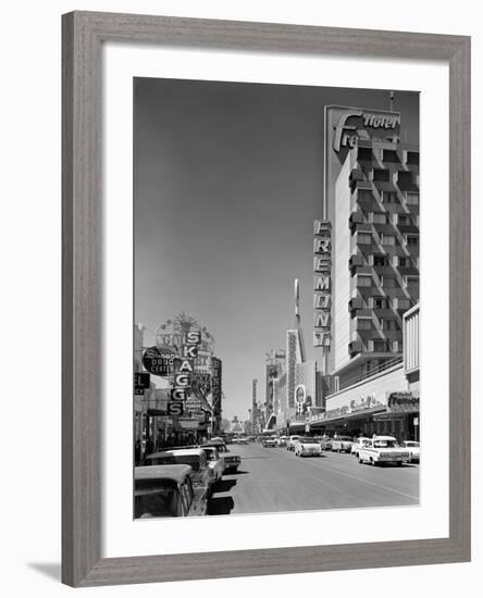 1960s View Down Freemont Street Downtown Las Vegas, Nevada-null-Framed Photographic Print